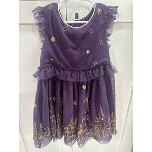Harry Potter Mini Boden Purple Dress With Gold Embroidery & Ruffles Girls Size 4